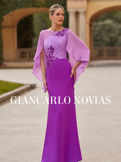 Vestido de fiesta con elegantes mangas capa